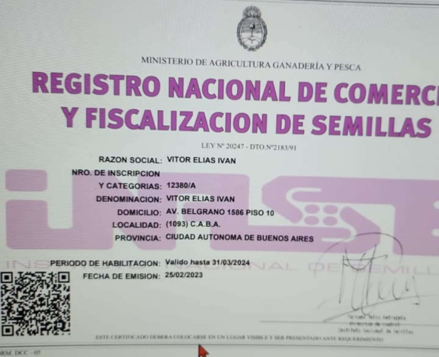 INASE Permit